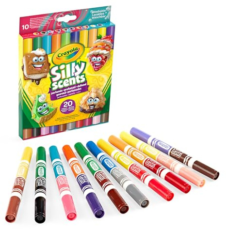 Crayola - Silly Scents, tvättbara dubbla spetsar, 10-pack, 20 färger och 20 olika dofter, för skola och fritid, från 3 år, 58-8344