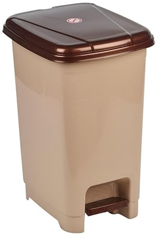 URBNLIVING 8L or 40L or 15L Slim Recycling Kitchen Step On Pedal Bin With Inner Insert Liner Pocket and Lid for Home and Office (15L Cappuccino)