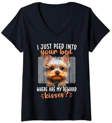 Womens Teacup Yorkie Mom Shoes For Sale Yorkshire Terrier Teacup V-Neck T-Shirt