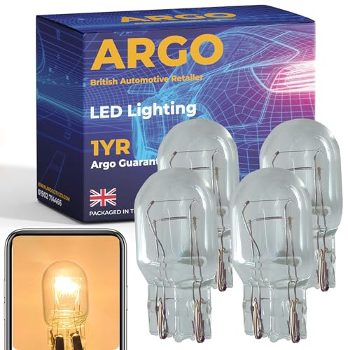 Argo 4 Pcs W21/5w Bulb Halogen 12v DRL Daytime Running Lights W21w Bulb 7443 Brake Light Bulbs Upgrade Super Bright Light Bulb T20 Bulb Car Van Wedge 580 W21/5w Car Bulb Headlight Bulb