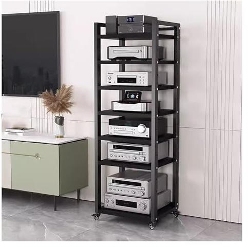 mobile stereo hi fi rack hifi Mobile Multimediale Audio-video Con Ripiano Regolabile In Altezza E Ruote, Soggiorno 5 6 7 8 Livelli Scaffale Per Componenti Stereo Di Intrattenimento Per Piccoli Spazi (