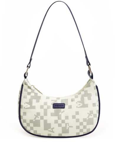 TINYAT Y2k Schultertasche, Damen-Unterarmtasche, Schultertasche für Damen, Mini-Hobo-Handtasche mit Reißverschluss, für Einkaufen, Arbeit, Alltag, grau