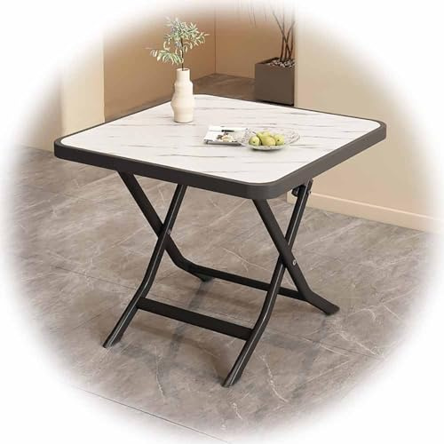 ZYBOWAYL Rund Klapptisch 70/80cm Holz Tischplatte Balkontisch 90/100cm Quadratisch Gartentisch Multifunktion Couchtisch 60cm Klappbar Beistelltisch mit Stahlgestell für Kleinen Raum(Color:B,Size:80x80
