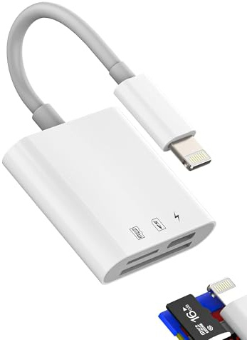 Lightning SD Kartenleser Adapter(3in1)micro SD Card Reader für Apple MFI Certified Digitalkamera Karte Anschluss für iPhone 14 13 Pro Handy für iPad TF Speicherkarte Kartenlesegerät übertragen Bilder