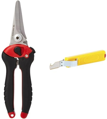 FACOM - Coupe-Tout Haute Précision - 980 & JOKARI 10282 Couteau à dégainer, Jaune Multicolore