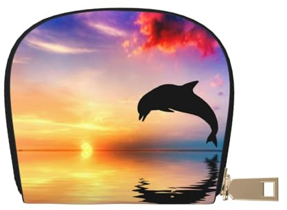 YWSOTRE Il salto dei delfini, Custodia per carte in pelle PU Elegante porta carte di credito Porta carte di credito