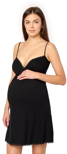 Merry Style Moderskap Damunderkläder Nattlinne Sommar Moderskap Sommar Elastisk Lättviktig Andningsaktiv Underkjol Dam Viskos MS10-466, Svart, XXL