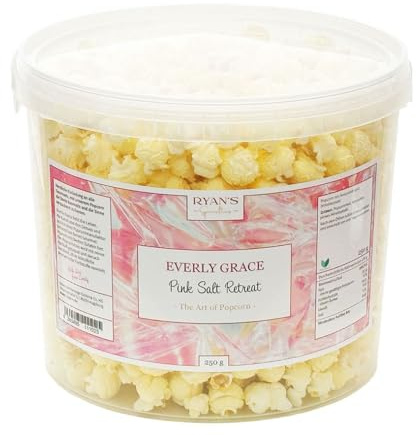 Everly Grace Popcorn – Pink Salt Retreat, 250 g – Savory popcorn with avocado oil and premium pink salt from our manufactory in Augsburg, Germany