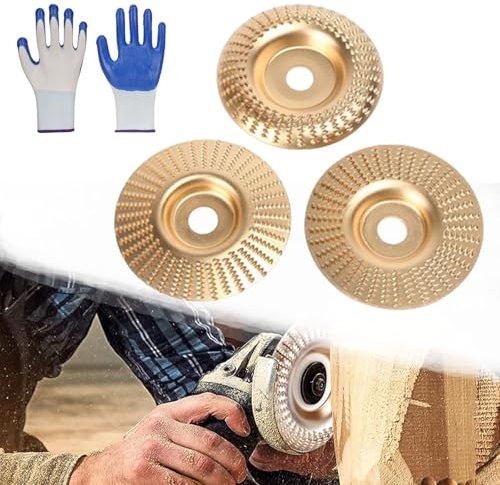 HOPASRISEE Woodworking Angle Grinder Molding Wheel, Winkelschleifer Holz, Schleifscheiben, Schleifscheiben Für Winkelschleifer, Holzfräser Für Winkelschleifer (Gold-3Set, One Size, 2863, Fein)