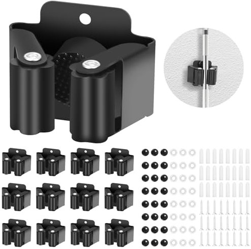 FAOKZE 12 Stück Gerätehalter,Edelstahl Mop Halter,Besenhalterung Wand,Besenhalter,Gerätehalter,Wandhalterung,Edelstahl Wandhalterung,Gartengerätehalter,(24 Schrauben),für Küche Zuhause,Badezimmer