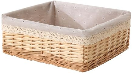 Handgefertigter Weidenkorb (36 x 32 x 13 cm) – Naturbelassen, dekorativ und vielseitig – Perfekt für Regale und Haushaltsorganisation