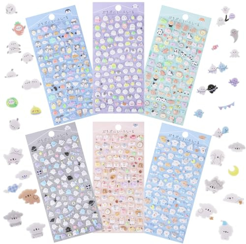 600+ Cute Mini Puffy Stickers - 6 Sheets of Adorable Small 3D Stickers for Kids and Adults - Tiny Stickers for Phone Case, Notebook, Scrapbook, Cute Stickers for Crafting and Gifting