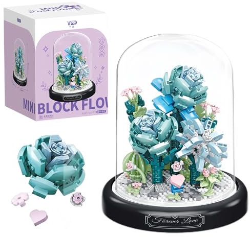 PANYI Kit de Construction de Bouquet de Fleur,Bloc de Construction de Bouquet Immortel de Roses de 522 Pièces,Fleurs Artificielles Kit Construction Fleurs, pour Les Adultes et Les Enfants