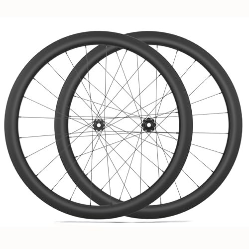 Carbonfaser Rennrad Laufradsatz 28/32/35/38/42/45/50/55/65 Mm 700C Rennrad-Laufräder Steckachse Center Lock Scheibenbremse 24H-Unterstützung 8/9/10/11/12 Geschwindigkeit(45mm)