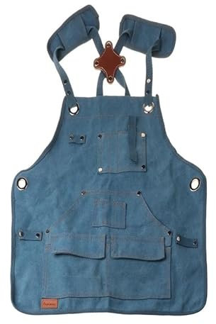 XUCZHAI Tool Apron Strap Children Durable Goods Heavy Duty Waxed Unisex Canvas Work Apron with Tool Pockets Cross-Back Straps Adjustable For Workshop Storage(1)