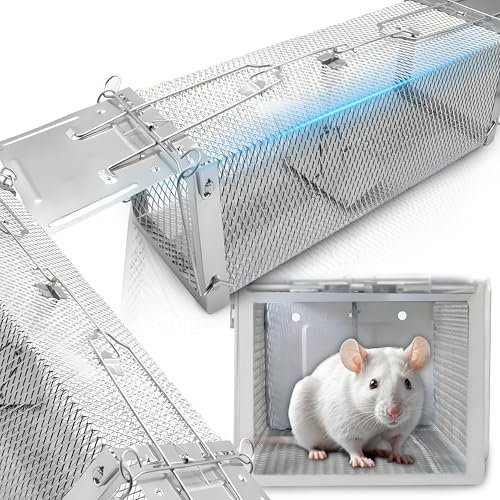 Retoo Lebendfalle XXL für Mäuse und Ratten, 41 x 14 x 11 cm, Humane Tierfalle aus Stahl, automatisches Schließen mit hoher Gewichtsempfindlichkeit, Sicher & Robust, Wetterfest, Einfach zu Bedienen