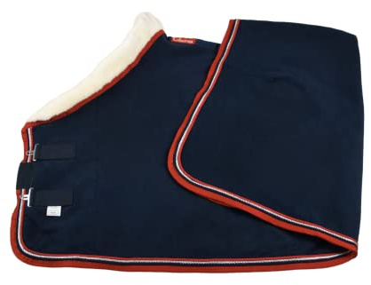 Wagner Fleece Abschwitzdecke mit Fellkragen (Blau/Rot, 155)