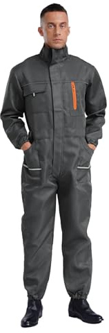Freebily Herren Arbeitsoverall Rallye Overall Frontreißverschluss Mit Reflektierend-Streifen Und Muti-Taschen Handwerker Werkstatt Outfit