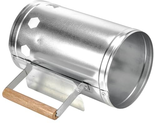 FONDOTIN Kaminanzünderkorb Mit Holzgriff Outdoor Grillanzünder Holzkohleeimer Metall Verzinkt Luftzirkulation Holzkohleofenstarter