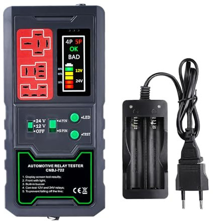 TKSE Relaistester Automotive mit LED-Anzeige, 12V 24V Elektronischer Kfz-Relaistester, Auto-Diagnose-Batterieprüfgerät, Diagnose Werkzeug für Boot Motorrad