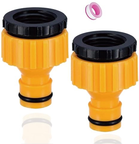 2 Pcs Wasserhahn Adapter, Schlauchverbinder, Anschluss, Gartenschlauch, 1/2 Zoll 3/4 Zoll 2in1 Tap Connector Faucet Adapter Garten Hahnverbinder Wasserhahn Anschluss für Wasserhähne mit Gewinde