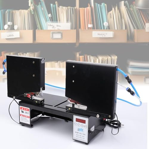 Pneumatic Stapler - Automatic Rapid Booklet Binding Machine with Time/Speed Settings, Opposite Double Head, Pop-up Nail Slot - Ideal for Efficient Document Binding