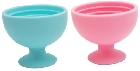 Happyyami 2pcs Silicone Makeup Brush Beauty Sponge Holders Makeup Sponge Cleaner Container for Travel Reusable Foundation Stand