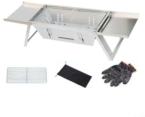 Gril pliable portable en acier inoxydable pour cuisson en plein air sans fumée barbecue réchaud pour camping et pique-nique (grandes normes)