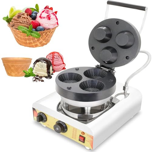 Waffle Bowl Maker, 1600w Commercial Electric Crispy Egg Roll Maker With 0°c-300°c Adjustable Temperature, Cool Touch Handle Non-stick Coating, For Restaurant Dessert Shop Snack Family