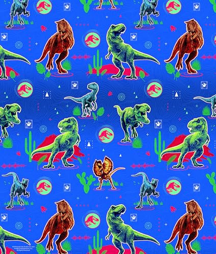 Jurassic World Geschenkpapier, 2 Bögen, 2 Geschenkanhänger, Geburtstagsgeschenkpapier