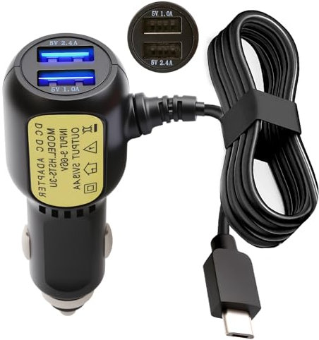Dash Cam Cable Power Lead Micro USB 12V to 5V Car Charger Adapter with 2 Straight USB Ports 3.5m Wire Long DC 3.5A Power Supply Cable Cord for Dash Cameras Sat Navs GPS Navigation DVR Orskey A12
