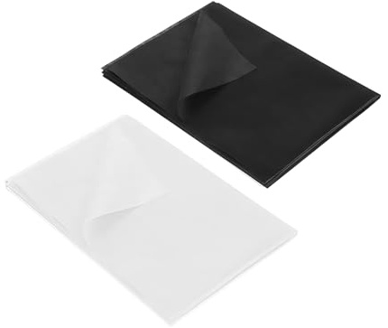 FMPXYYA Bügelvlies weiß und schwarz 100x200cm – 2 Stück Vliesstoff zum Aufbügeln, doppelseitige Einlage für Kleidung, Stickerei, Applikationen, Nähen, Basteln – stabilisierendes Einbügelvlies für Te
