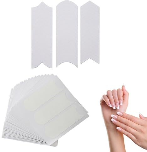 Dreamil 24 pegatinas blancas para manicura francesa, pegatinas de manicura francesa, pegatinas autoadhesivas para uñas con forma de luna, incluye pegatinas de guía y consejos para manicura DIY