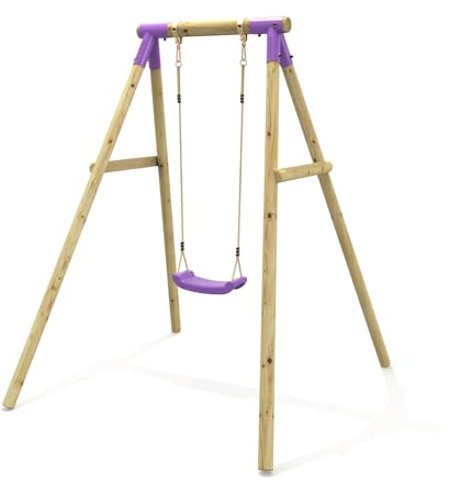 Rebo® Wooden Garden Swing Set - Solar Purple | OutdoorToys | Kids' Outdoor Wooden Play Equipment for Gardens, Frame and Accessories Included, Weather Resistant