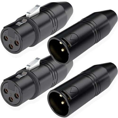 HAAMNING7 Adapter för mikrofon TRS Mini-Jack hona 3,5 mm till XLR han 3-polig och adapter mini-Jack TRS 3,5 mm hona till XLR hona 3-polig (paket med 4)