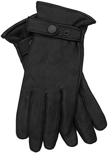 EEM gants en cuir pour hommes, peau de daim fine, doublure douce en cachemire et laine, noir S