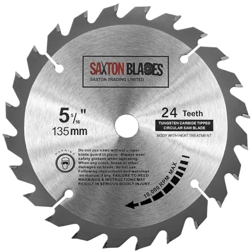 TCT13524T - Hoja de sierra circular de madera Saxton TCT, 135 mm x 12,7 mm, orificio x 24T para Bosch Makita Dewalt