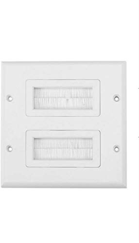 Anti-Dust Brushplate Cable Wall Plate Port White Brush Strip Wallplate Insert Outlet Cable Faceplate Mount Multimedia Panel (Style : Double Gang)