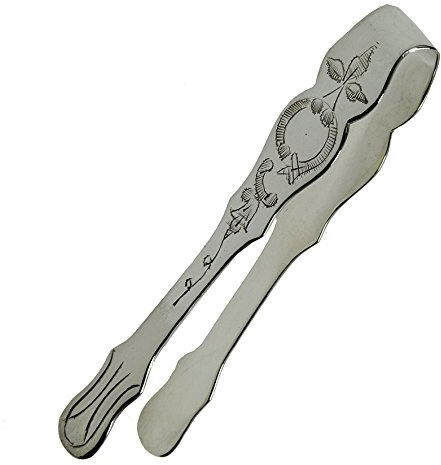 Westernranch Zuckerzange Kandis Zange Würfelzucker Messing versilbert mit Gravur