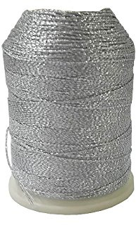 Perlin Yabali Metallisches Stickgarn Silbergrau 150m 6-fach Polyestergarn | Silberfarbener Effektfaden fuer Ziernaehte Stickarbeiten und dekorative Details mit Handnadel Naehmaschine