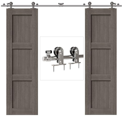 CCJH 9FT/274cm Schiebetürbeschlag Edelstahl, Schiebetürsystem Schiebetür Beschlag Schiebetürbeschlag Laufschiene Holztür Doppeltür