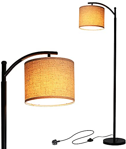Tomshine Led Floor Lamps Classic Arc Energy Saving Standing Lamp with Hanging Lamp Shade and 9W Led Bulb for Living Room Bedroom Office, E26/E27 Socket