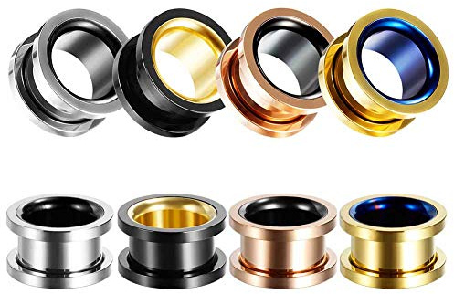 TBOSEN 8stk Set Ohr Tunnels Plugs und Stretcher Kit Bahre Mehrere Expander Schraub Tunnel Edelstahl Messgeräte 2g-1-3/16 '' in 6mm-30mm