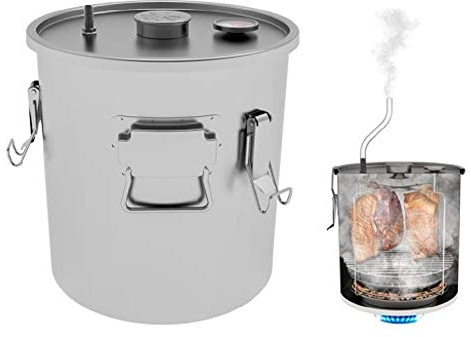 Biowin Gasherd-Räucherofen, Smoker, Räucherofen im Topf 18 L, Grau, für Gasherde, Räuchern von Fleisch und Fisch, bis zu 5 kg