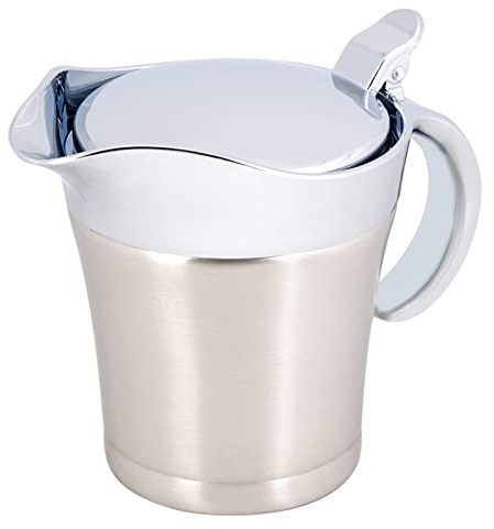 eboxer 450ml/15oz Gravy Boat, Stainless Steel Double Wall Insulated Thermal Sauce Gravy Jug with Cover, Gravy Boat for Gravy Salad Custard Cream Sauce and so on