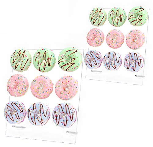 YestBuy Acryl-Donut-Wandständer, 2 Sets, quadratisch, transparent, für bis zu 54 Donuts, für Weihnachten, Hochzeit, Geburtstag, Leckerli-Partys, Kindergeburtstag