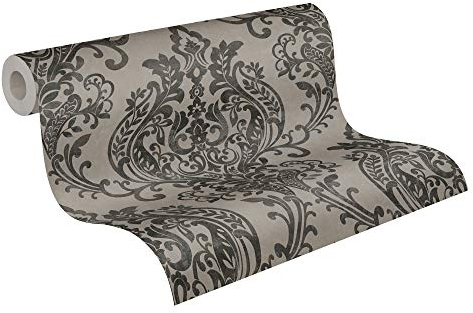 A.S. Création Vliestapete New Life Barocktapete mit Ornamenten 10,05 m x 0,53 m grau schwarz 376813 37681-3