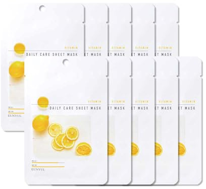 EUNYUL [Pack of 10] Daily Care Facial Sheet Mask Pack Vitamin 10pcs Korean Skincare Facial Mask Pack
