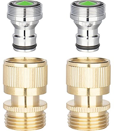 WHK Adaptador de grifo de conexión rápida de cocina, adaptador portátil para lavabo, grifo de lavabo de baño, adaptador a presión a manguera de jardín de 15/16 pulgadas, 27 m o 55/64 pulgadas, hembra
