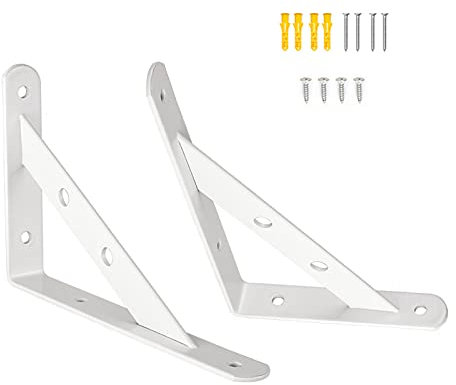 Suwooy Reggimensola Treppiede,staffe per Mensol in Ferro,Supporto per Mensola Flottanti,staffe per Scaffali in Metallo Pesanti,Portata Massima 80kg,White-350 * 220mm(13.8 * 8.6in)